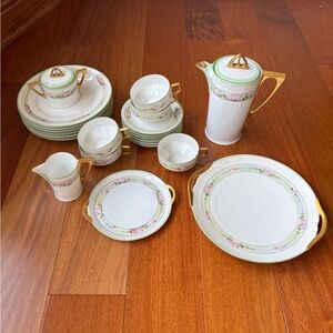 Antique Porcelain Tea Set For 6 Art Deco 1920’s France Limoges B & Co France